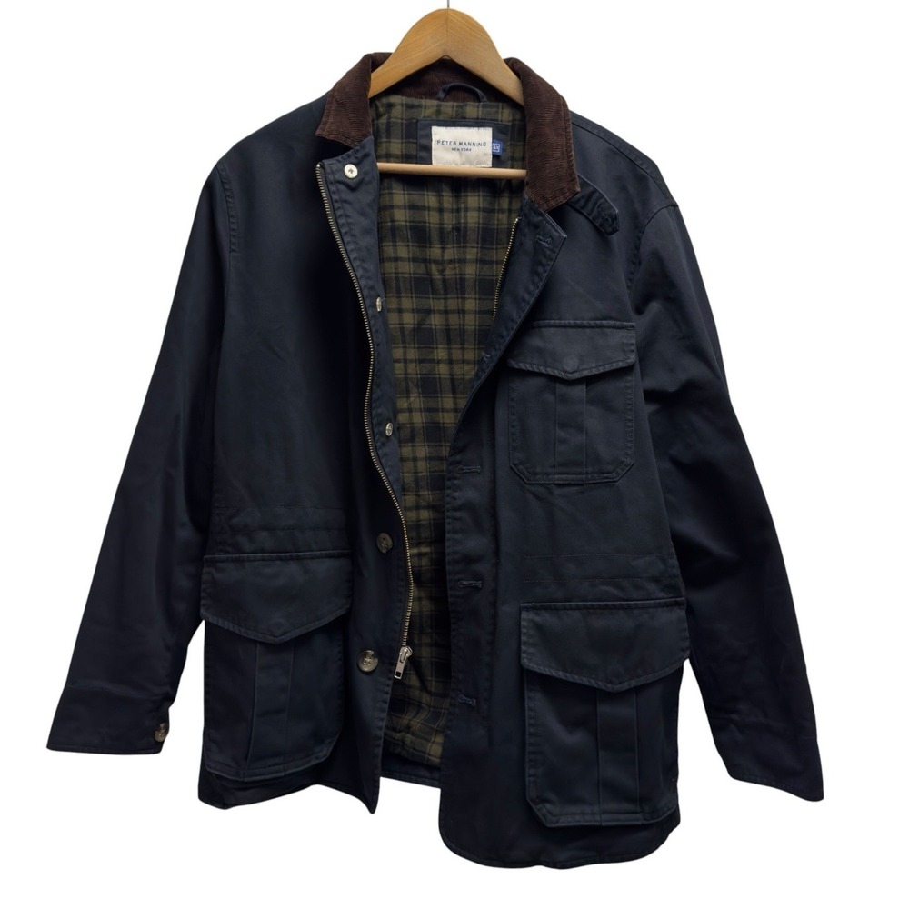 Peter Manning Mens 4X (Large) Plaid Lined Corduroy Collar Zip Chore Field Jacket